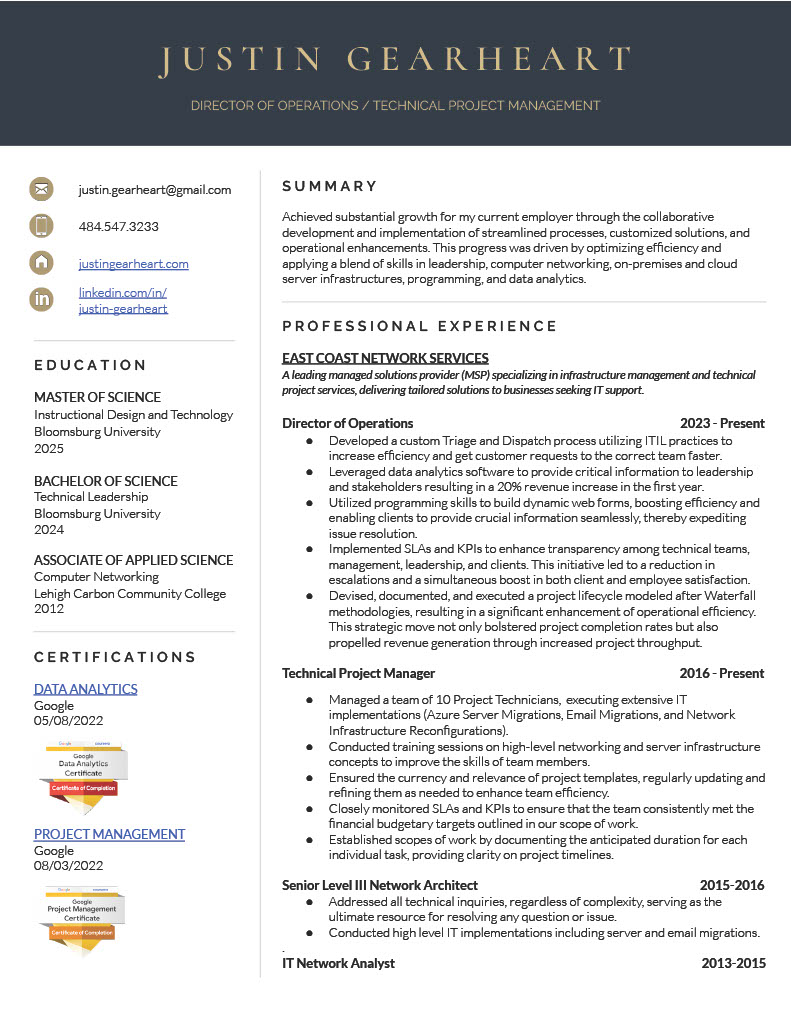 Resume Page 1